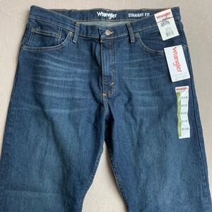 Wrangler Mens Straight Fit Flex Jeans Dark Wash Blue 36x29  NWT